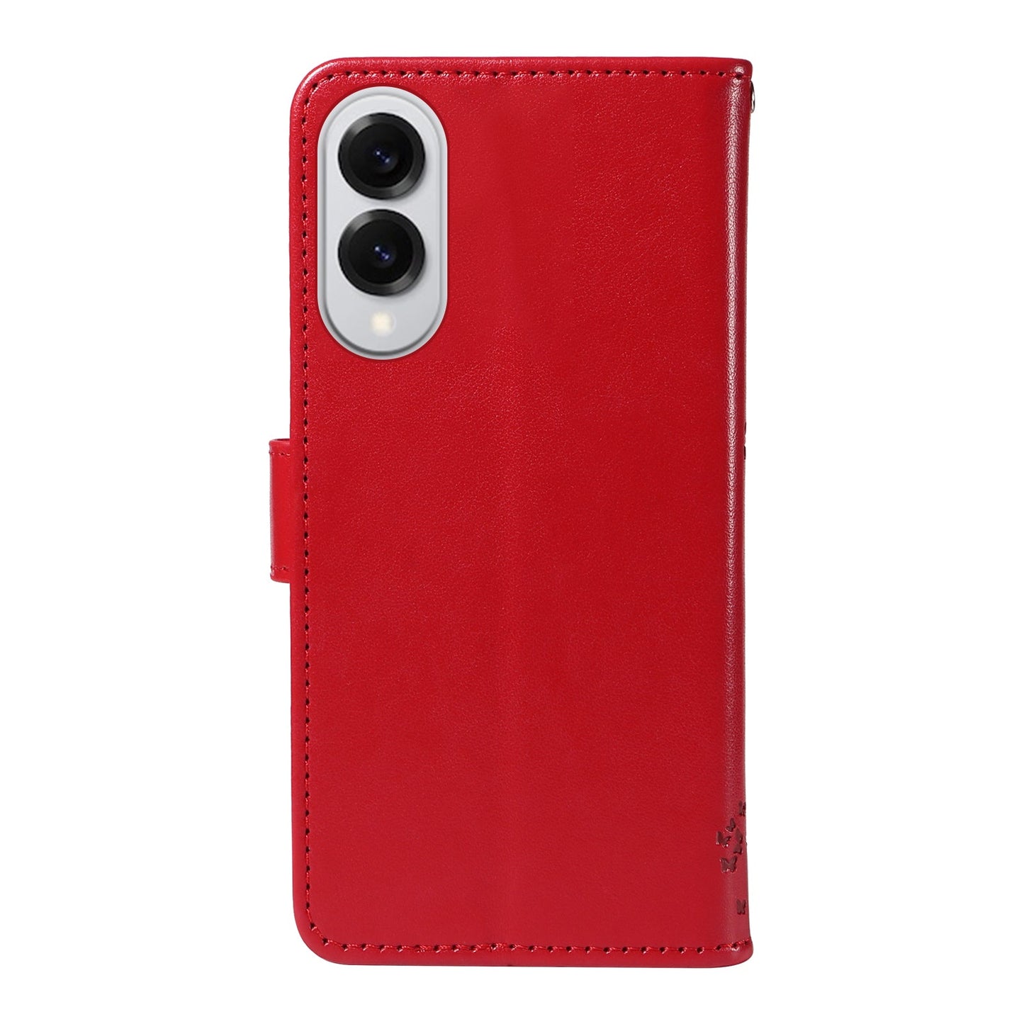 For Samsung Galaxy S25 Edge Phone Case with Stand Cat Tree Pattern Leather Wallet Mobile Cover - Red