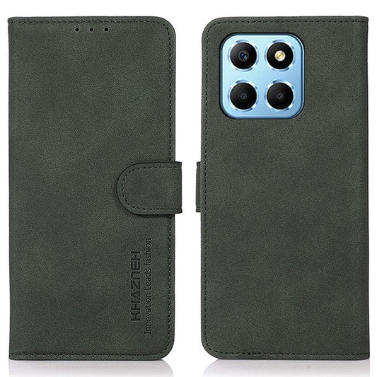 KHAZNEH Phone Case For Honor X8 5G Wallet Stand Textured PU Leather+TPU Anti-scratch Cell Phone Cover - Green