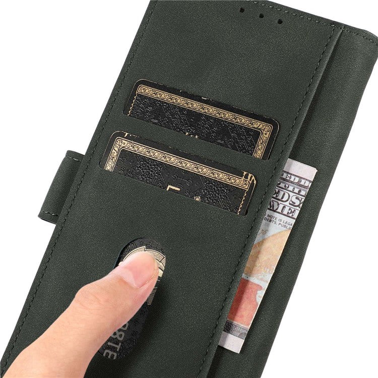KHAZNEH Phone Case For Honor X8 5G Wallet Stand Textured PU Leather+TPU Anti-scratch Cell Phone Cover - Green