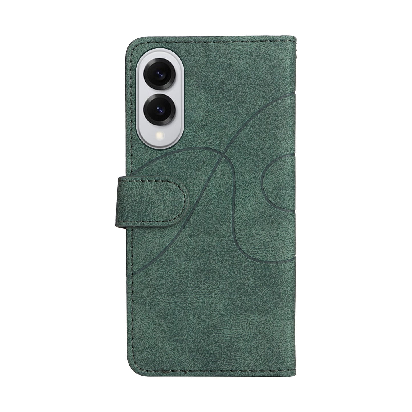 For Samsung Galaxy S25 Edge Leather Phone Case Stand Wallet with Bi-colour Splicing Design - Green