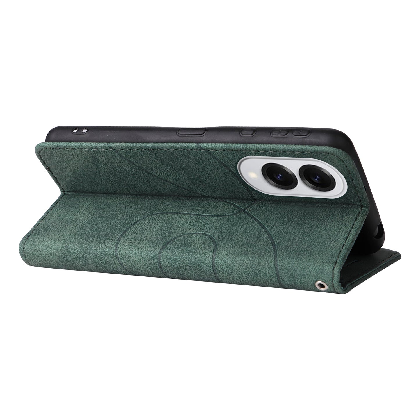 For Samsung Galaxy S25 Edge Leather Phone Case Stand Wallet with Bi-colour Splicing Design - Green