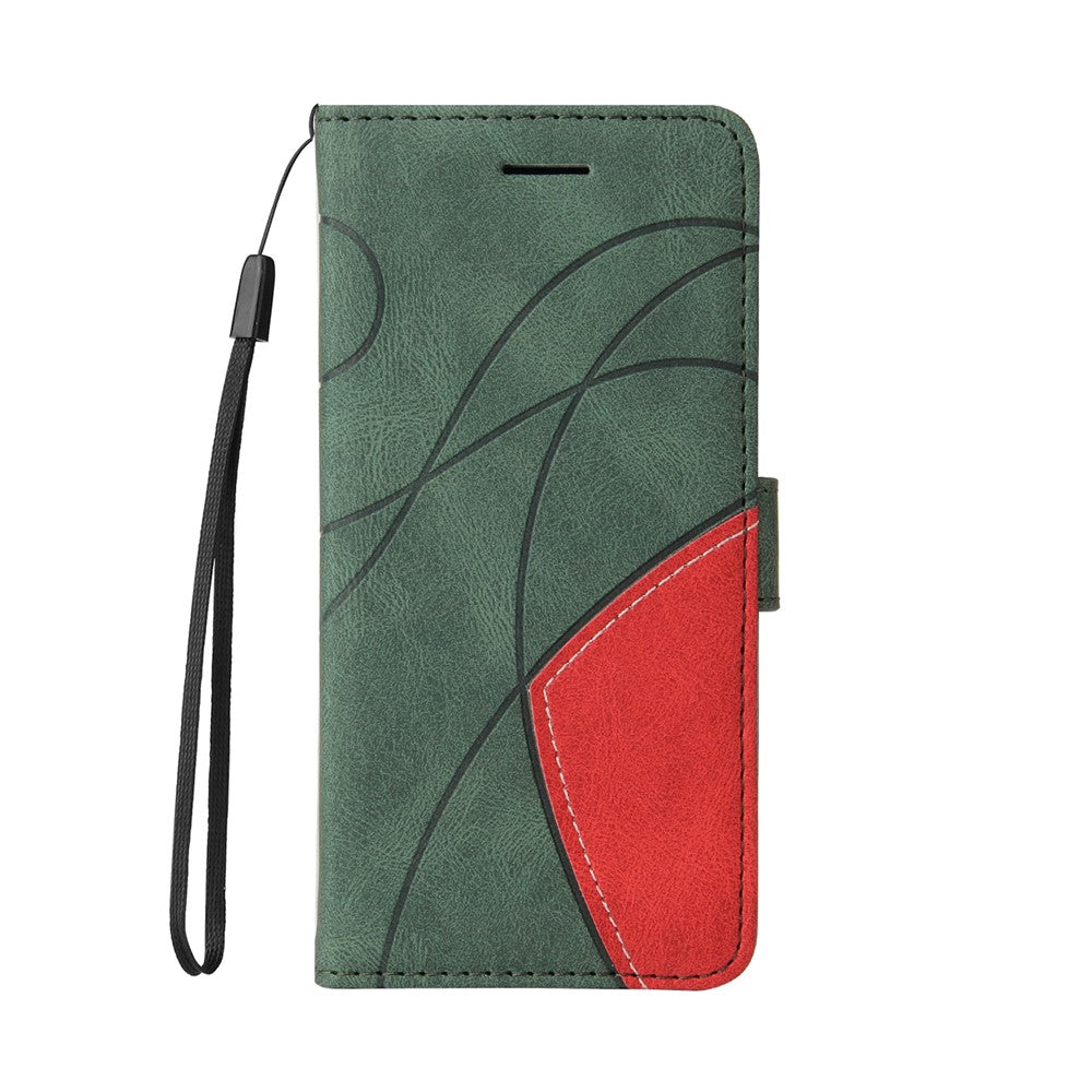 For Oppo Reno13 F 5G Leather Phone Case Stand Wallet with Bi-colour Splicing Design - Green