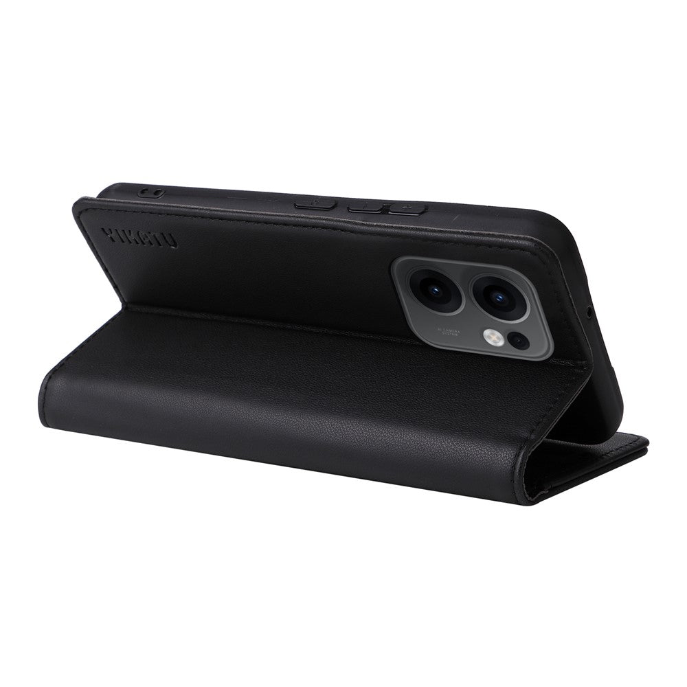 For Oppo Reno13 F 5G Phone Cases YIKATU Magnetic Closure PU Leather Mobile Cover  - Black