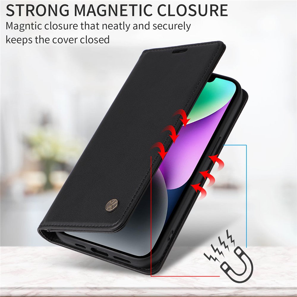 For Oppo Reno13 F 5G Phone Cases YIKATU Magnetic Closure PU Leather Mobile Cover  - Black