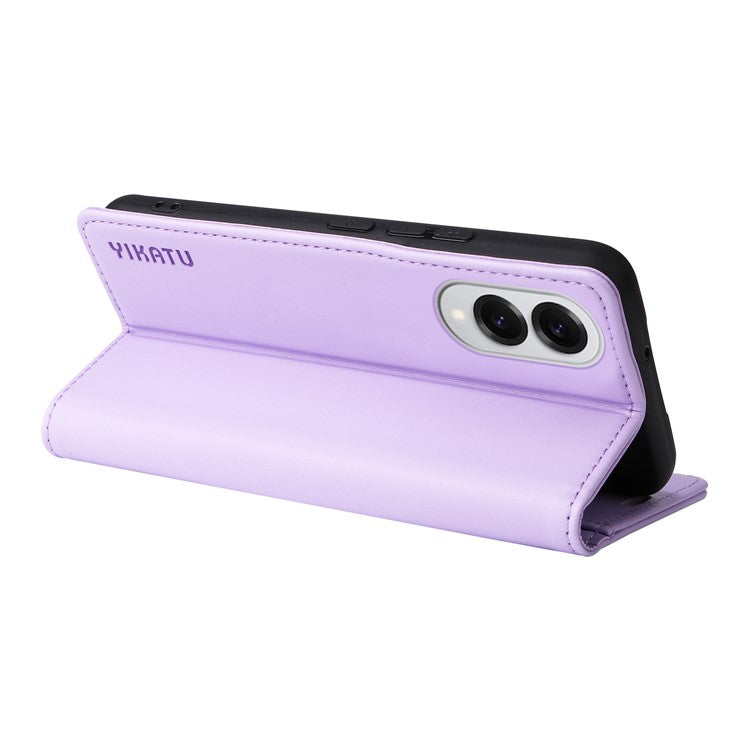 For Samsung Galaxy S25 Edge Wallet Case YIKATU YK- 001 PU Leather Phone Cover with Stand -  Light Purple