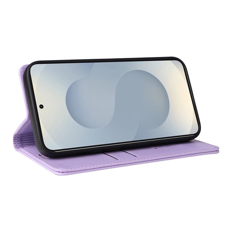 For Samsung Galaxy S25 Edge Wallet Case YIKATU YK- 001 PU Leather Phone Cover with Stand -  Light Purple