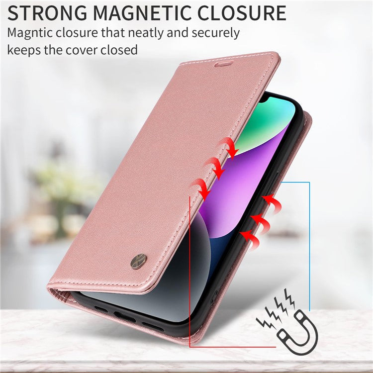 For Samsung Galaxy S25 Edge Wallet Case YIKATU YK- 001 PU Leather Phone Cover with Stand -  Rose Gold