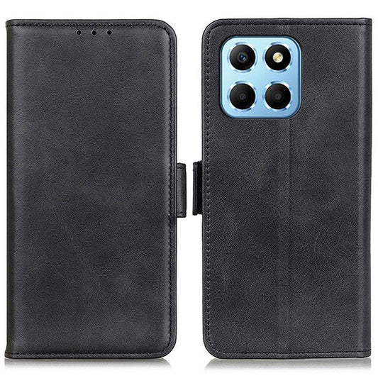 For Honor X8 5G PU Leather Side Magnetic Clasp Phone Case Wallet Stand Anti-scratch Protective Cell Phone Cover - Black