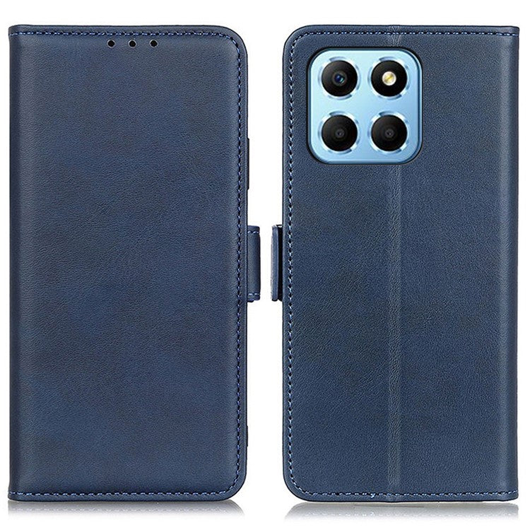 For Honor X8 5G PU Leather Side Magnetic Clasp Phone Case Wallet Stand Anti-scratch Protective Cell Phone Cover - Blue