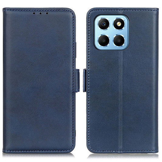 For Honor X8 5G PU Leather Side Magnetic Clasp Phone Case Wallet Stand Anti-scratch Protective Cell Phone Cover - Blue