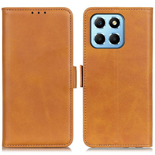 For Honor X8 5G PU Leather Side Magnetic Clasp Phone Case Wallet Stand Anti-scratch Protective Cell Phone Cover - Yellow