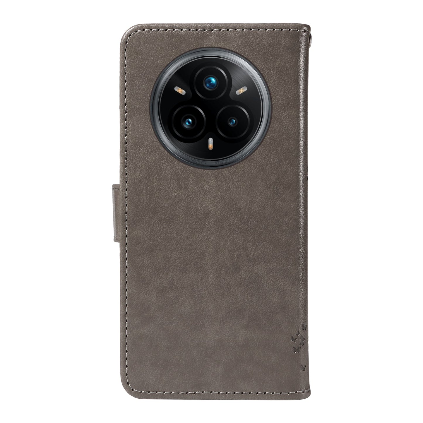 For Realme 14 Pro+ 5G Phone Case with Stand Cat Tree Pattern Leather Wallet Mobile Cover - Grey