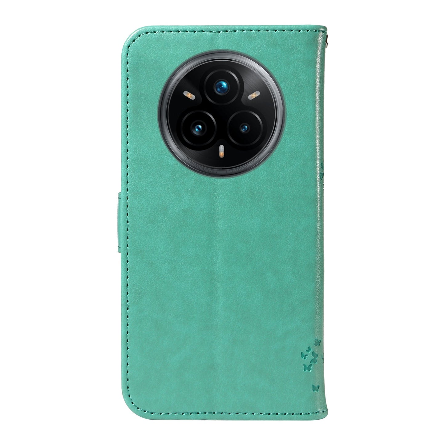 For Realme 14 Pro+ 5G Phone Case with Stand Cat Tree Pattern Leather Wallet Mobile Cover - Green