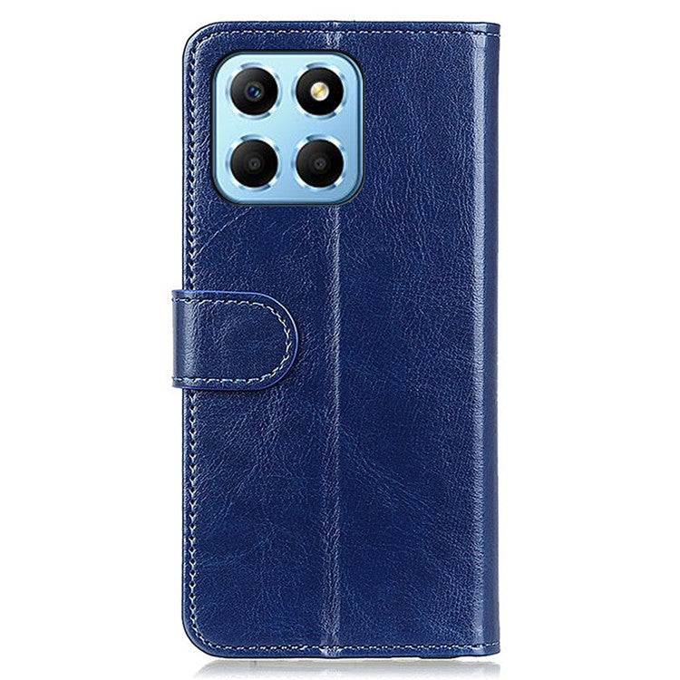 Anti-drop PU Leather Phone Case For Honor X8 5G, Crazy Horse Texture Full Protection Wallet Stand Cell Phone Cover - Blue