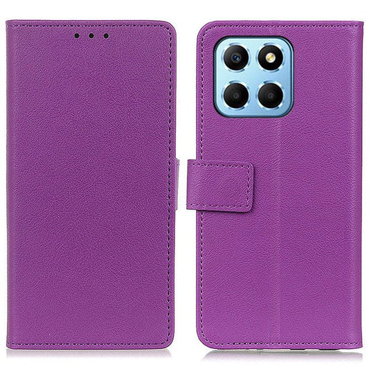 Drop-proof Phone Case For Honor X8 5G, Texture PU Leather + TPU Full Body Protection Shell Stand Wallet Magnetic Clasp Cell Phone Cover - Purple