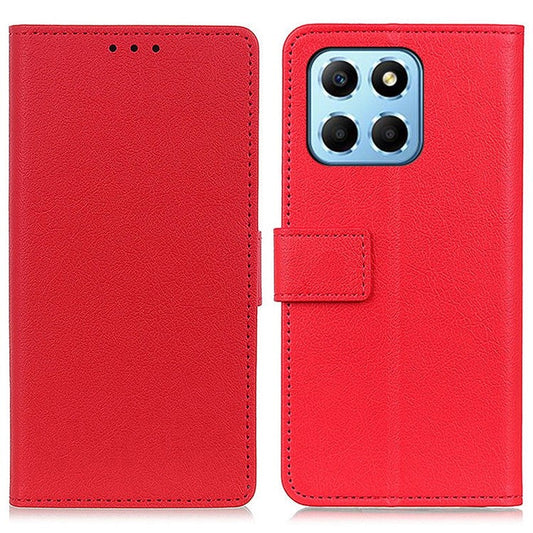 Drop-proof Phone Case For Honor X8 5G, Texture PU Leather + TPU Full Body Protection Shell Stand Wallet Magnetic Clasp Cell Phone Cover - Red