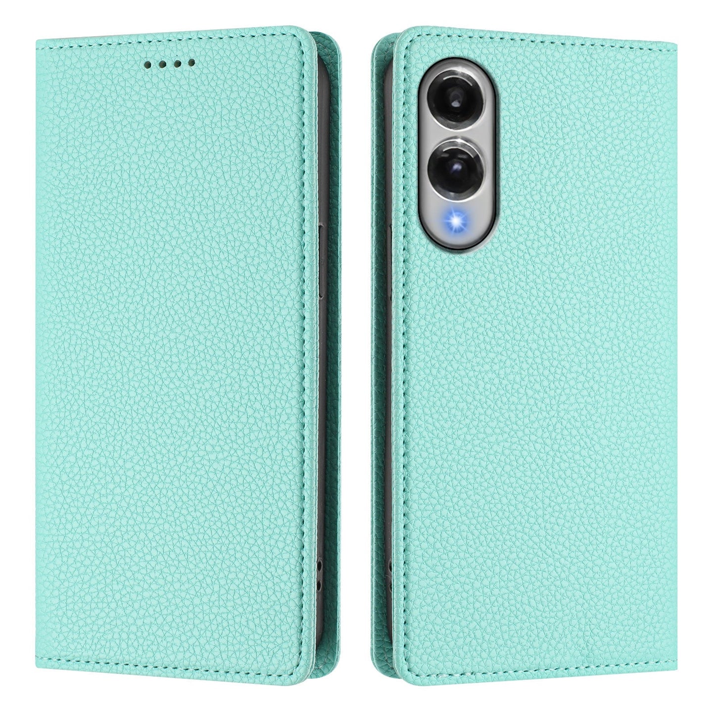 For Samsung Galaxy S25 Edge Wallet Case RFID Blocking Litchi Texture Leather Mobile Cover - Mint Green