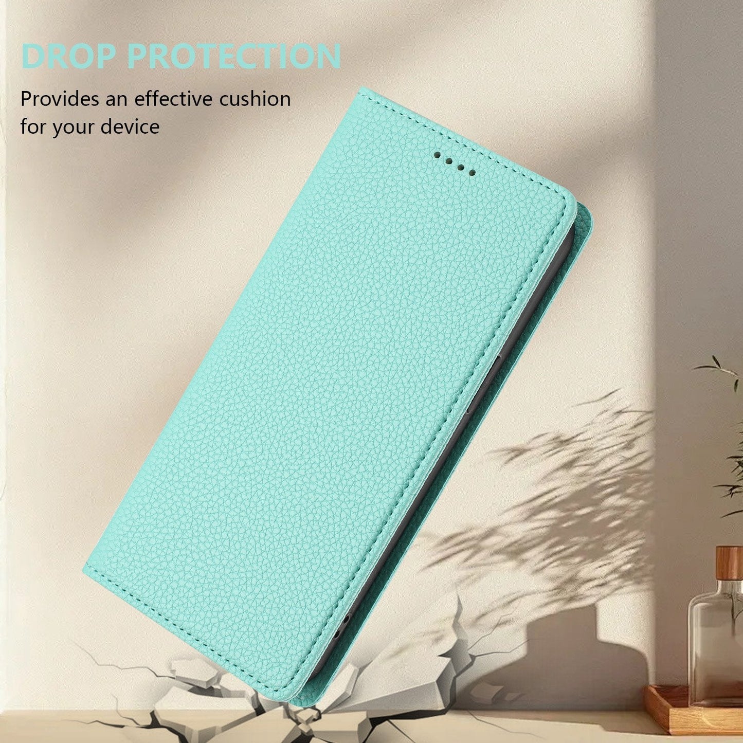 For Samsung Galaxy S25 Edge Wallet Case RFID Blocking Litchi Texture Leather Mobile Cover - Mint Green