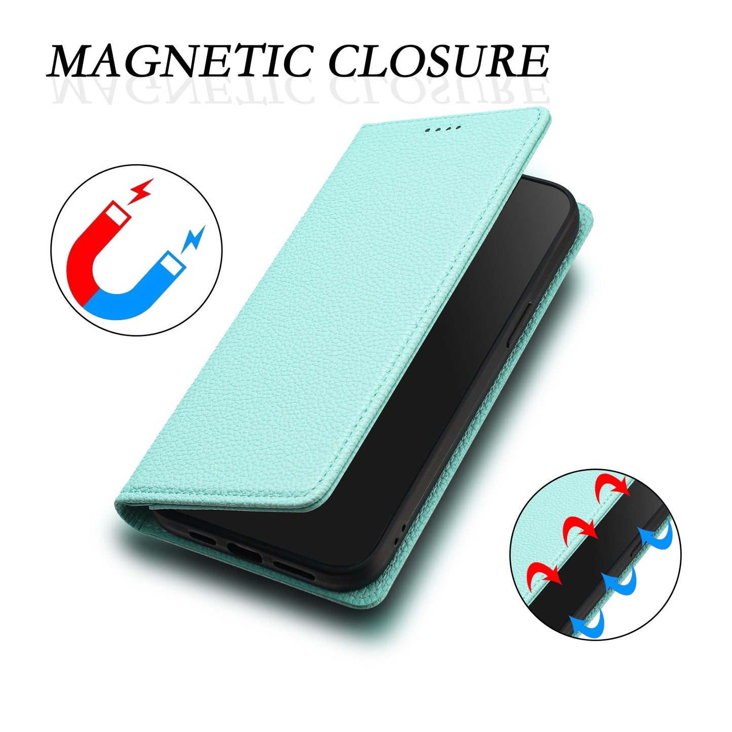For Samsung Galaxy S25 Edge Wallet Case RFID Blocking Litchi Texture Leather Mobile Cover - Mint Green