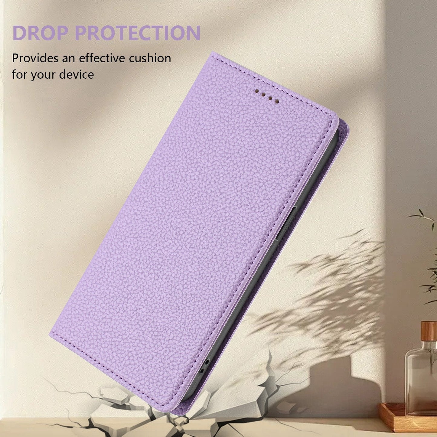 For Samsung Galaxy S25 Edge Wallet Case RFID Blocking Litchi Texture Leather Mobile Cover - Light Purple