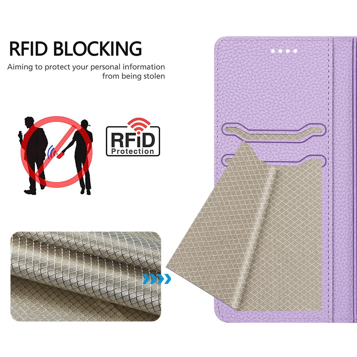 For Samsung Galaxy S25 Edge Wallet Case RFID Blocking Litchi Texture Leather Mobile Cover - Light Purple