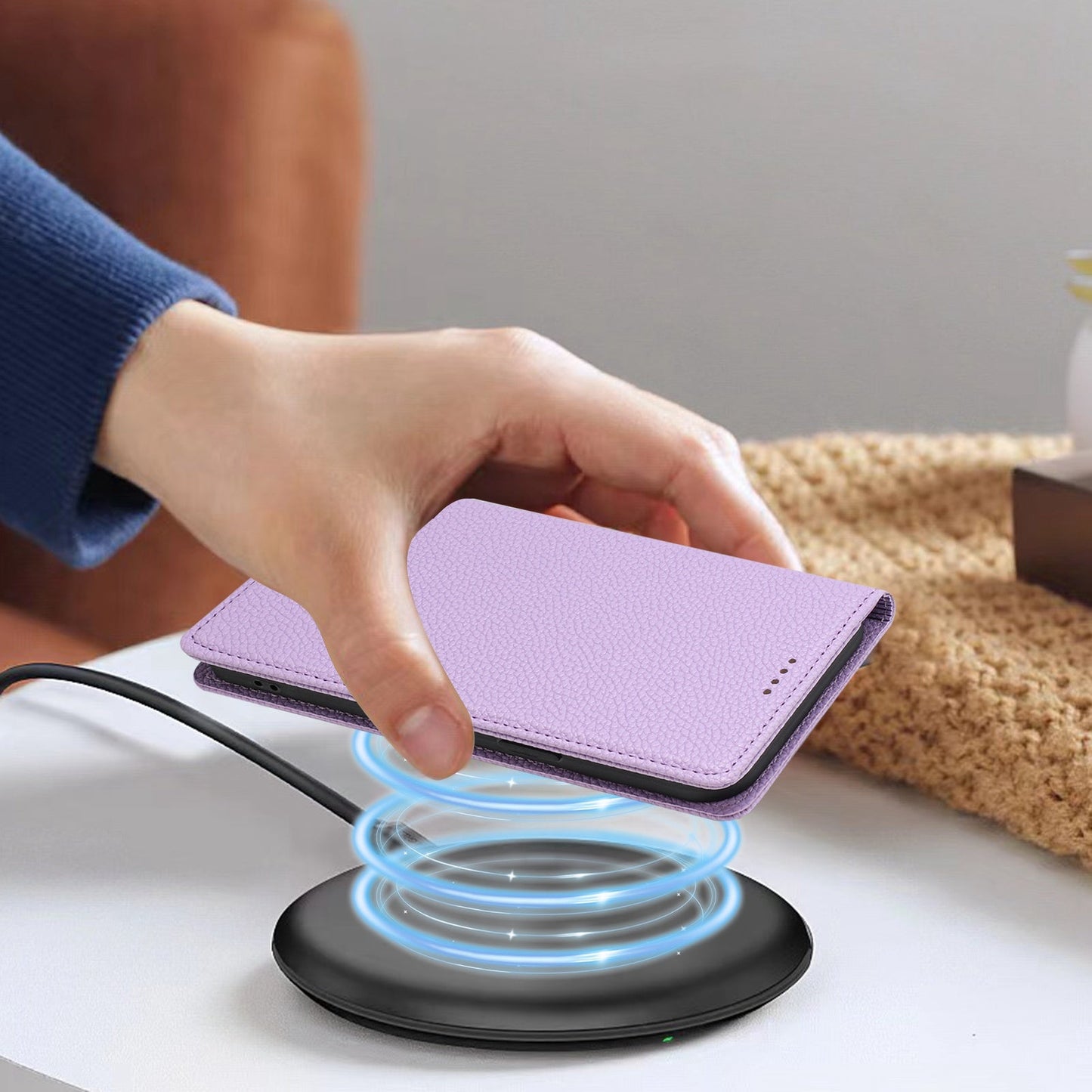 For Samsung Galaxy S25 Edge Wallet Case RFID Blocking Litchi Texture Leather Mobile Cover - Light Purple