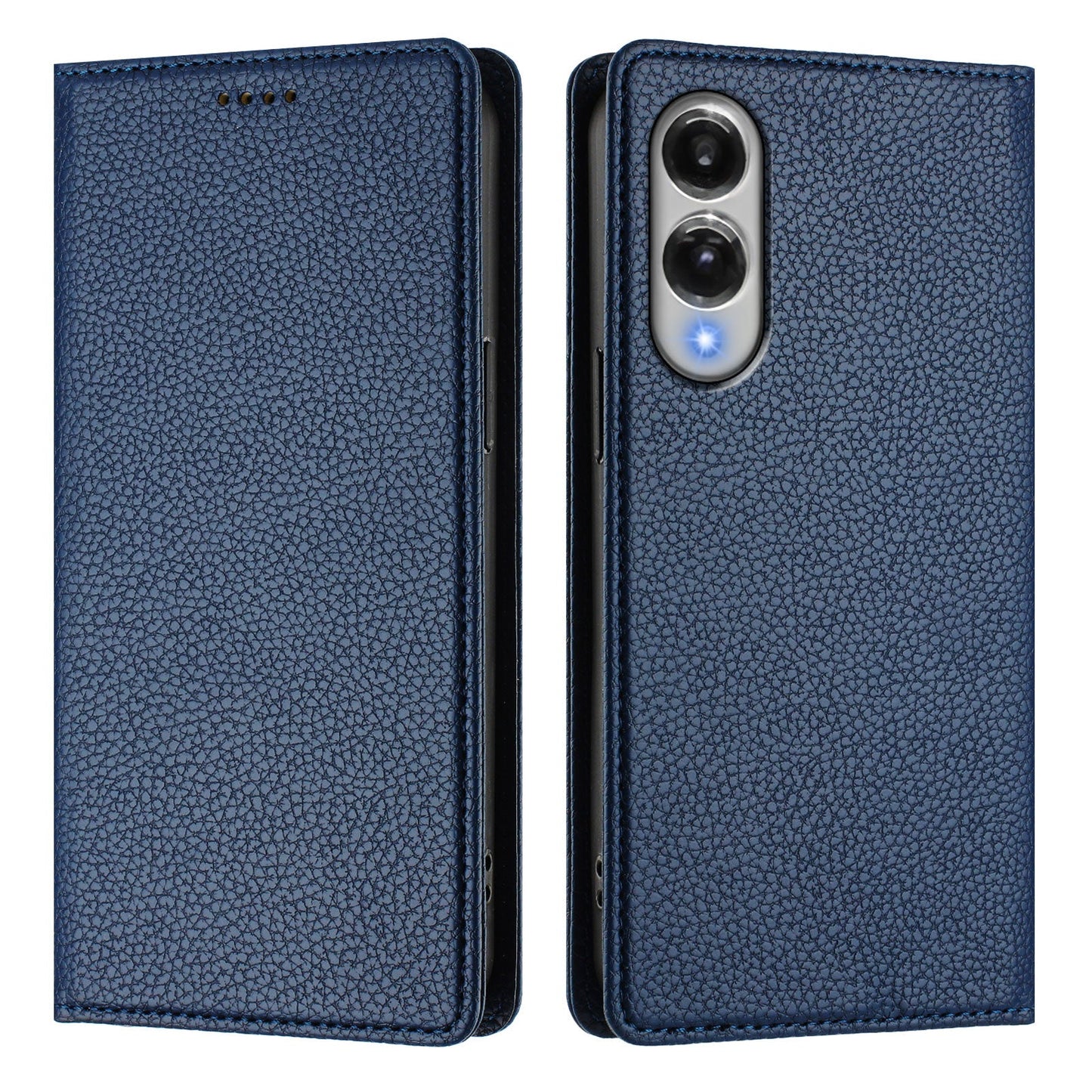 For Samsung Galaxy S25 Edge Wallet Case RFID Blocking Litchi Texture Leather Mobile Cover - Dark Blue