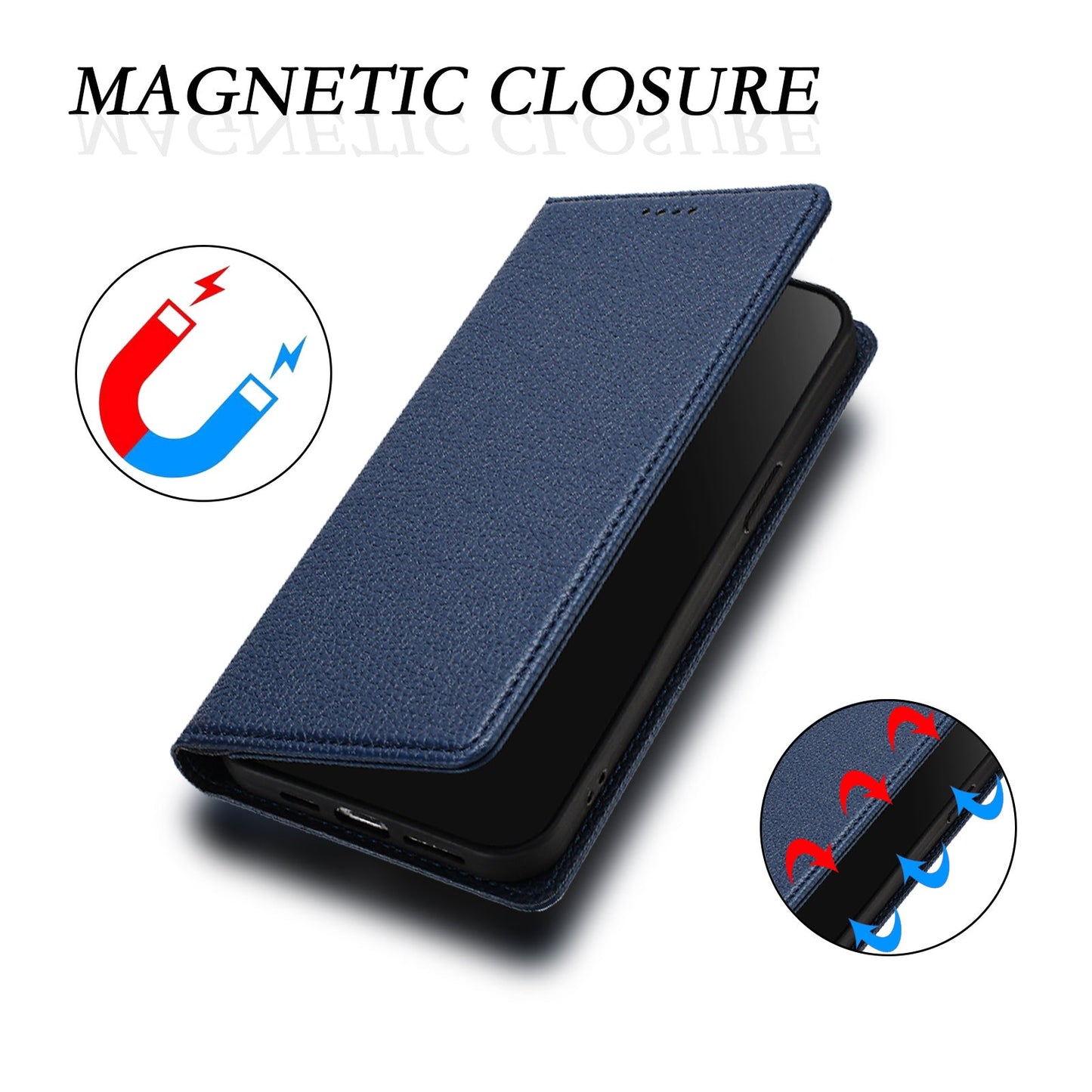 For Samsung Galaxy S25 Edge Wallet Case RFID Blocking Litchi Texture Leather Mobile Cover - Dark Blue