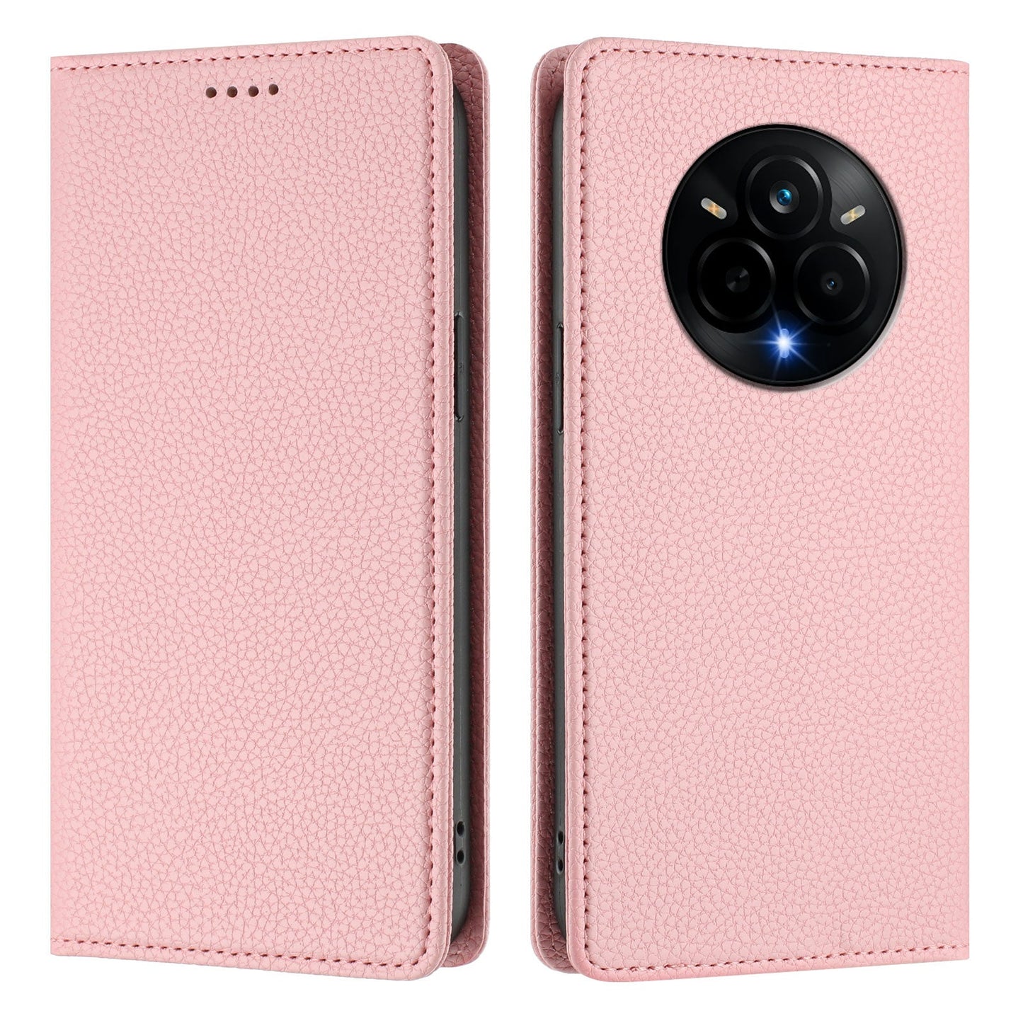 For Realme 14 Pro 5G Wallet Case RFID Blocking Litchi Texture Leather Mobile Cover - Pink
