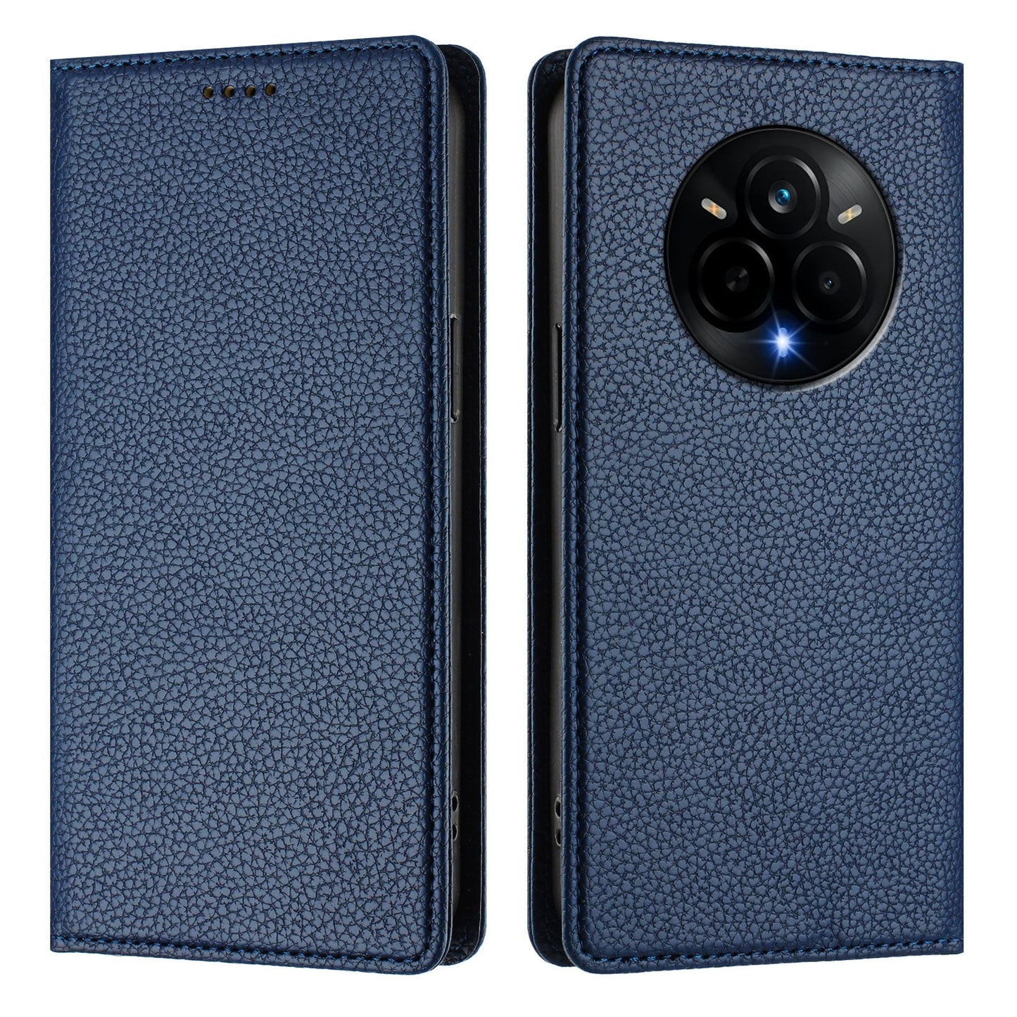 For Realme 14 Pro 5G Wallet Case RFID Blocking Litchi Texture Leather Mobile Cover - Dark Blue