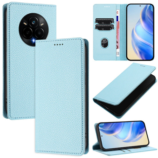For Realme 14 Pro 5G Wallet Case RFID Blocking Litchi Texture Leather Mobile Cover - Baby Blue