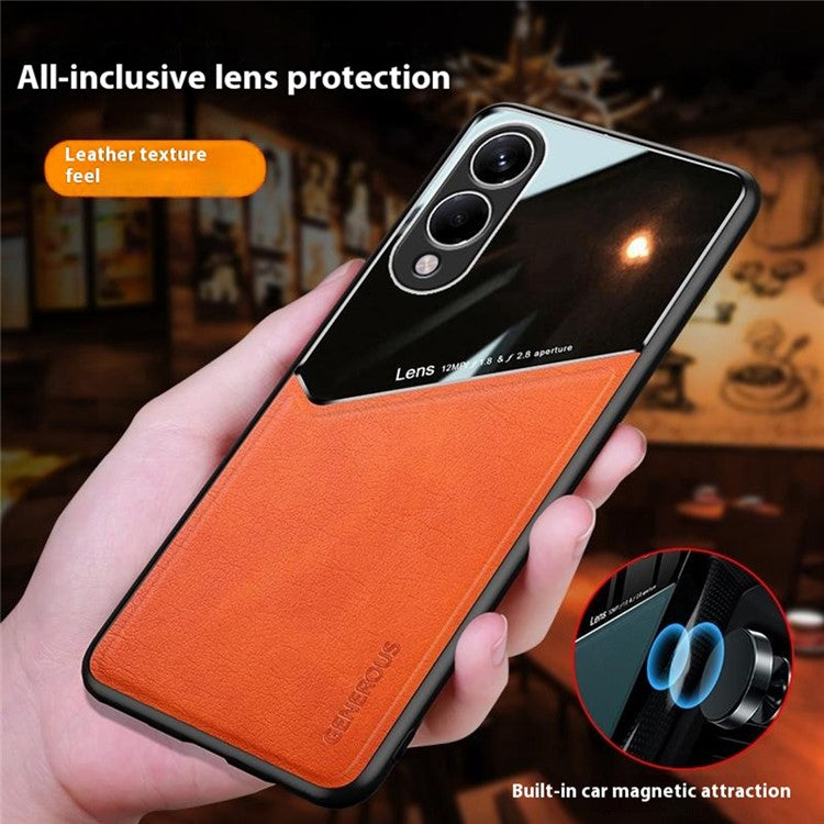 For Samsung Galaxy S25 Edge Case Leather Coated PC+TPU Phone Back Cover - Blue