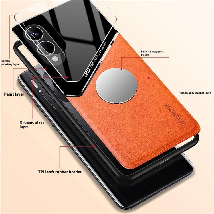 For Samsung Galaxy S25 Edge Case Leather Coated PC+TPU Phone Back Cover - Blue