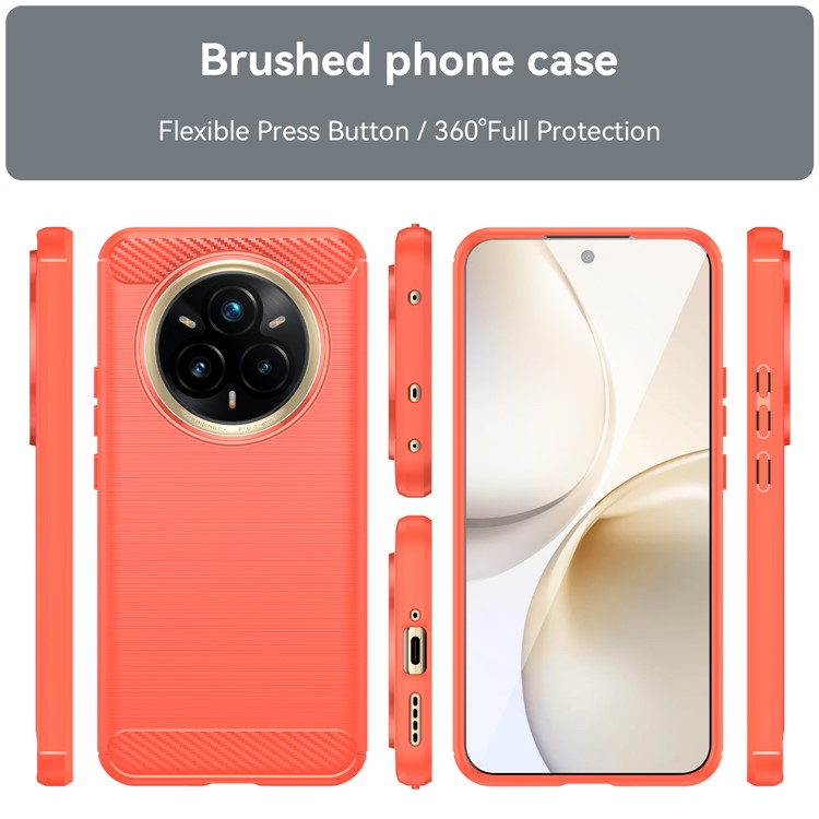 For Realme P3 Pro 5G Case Protective Phone Cover Carbon Fiber Texture Brushed - Red