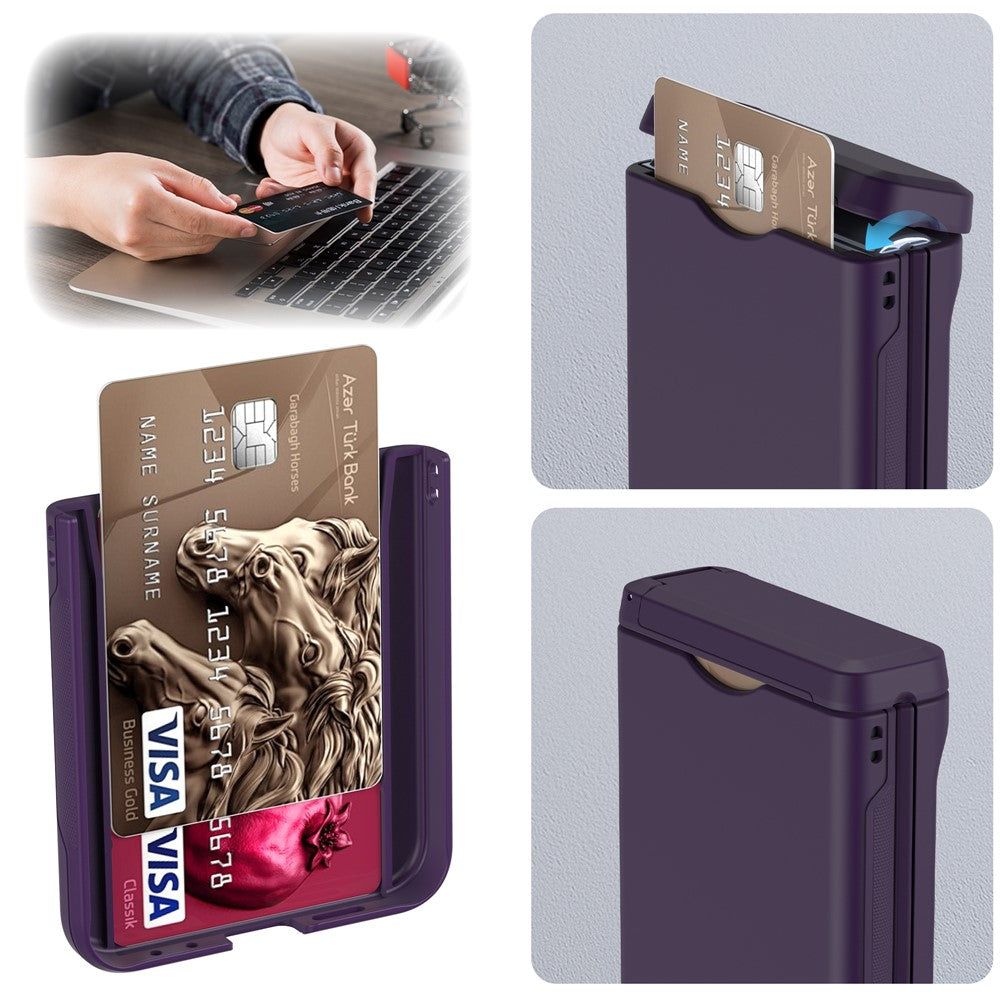 For Samsung Galaxy Z Flip7 FE 5G / Z Flip6 5G Case Spring Hinge Kickstand PC Folding Phone Cover with Card Slot - Dark Purple