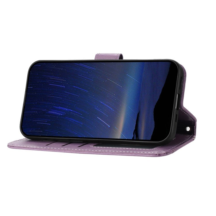 For Samsung Galaxy S25 Edge Case Zipper Pocket Leather Phone Cover with Crossbody Shoulder Strap - Purple