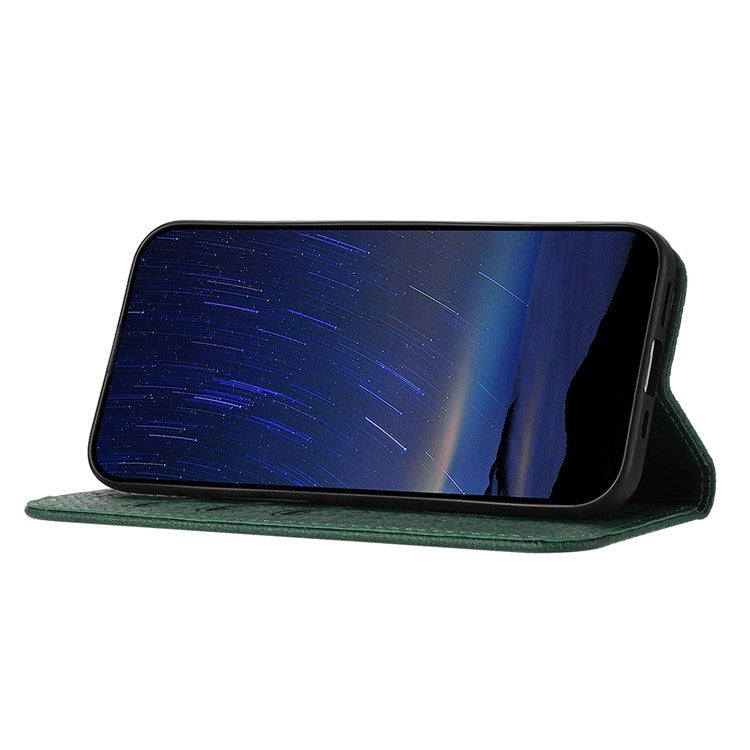 For Samsung Galaxy S25 Edge Case Woven Texture PU Leather Wallet Phone Cover - Green