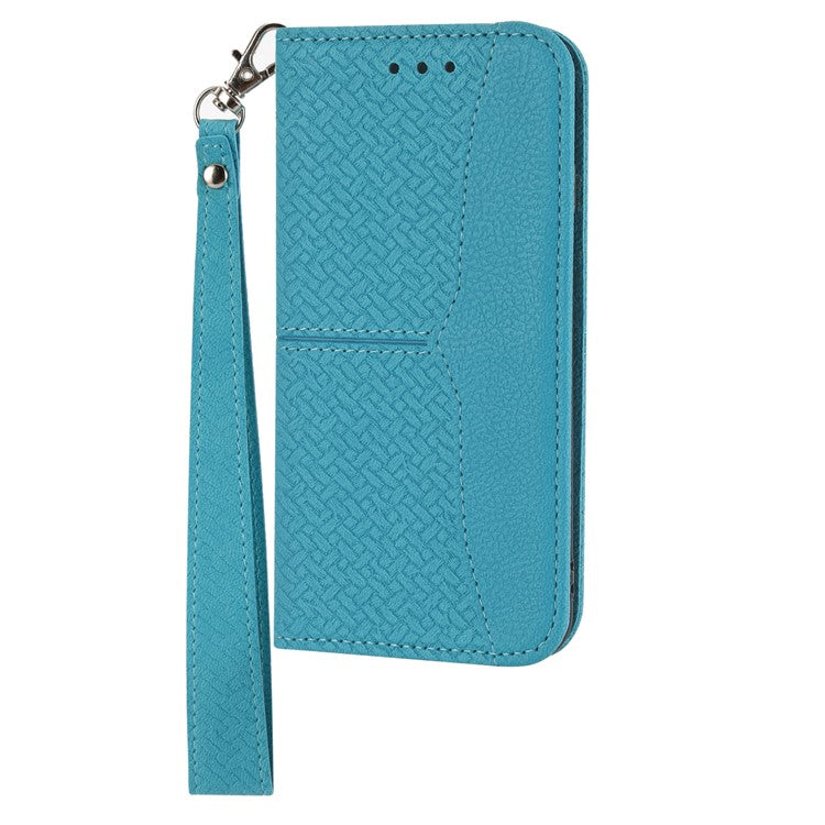 For Samsung Galaxy S25 Edge Case Woven Texture PU Leather Wallet Phone Cover - Blue