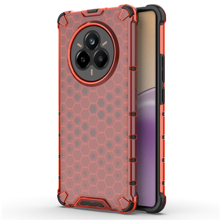For Realme 14 Pro 5G Case PC + TPU Phone Cover Honeycomb Shape - Red
