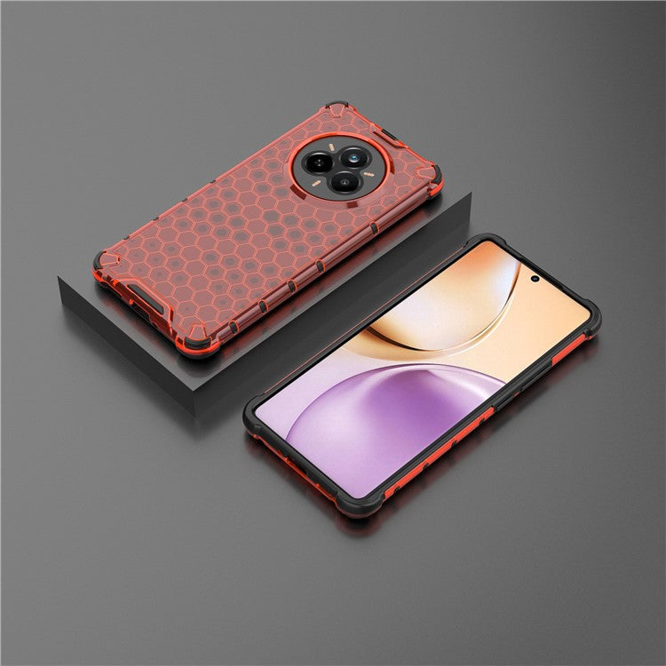For Realme 14 Pro 5G Case PC + TPU Phone Cover Honeycomb Shape - Red