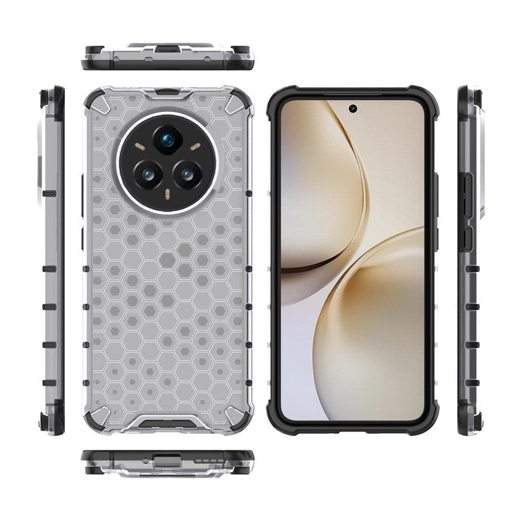 For Realme 14 Pro+ 5G Case PC + TPU Phone Cover Honeycomb Shape - Grey