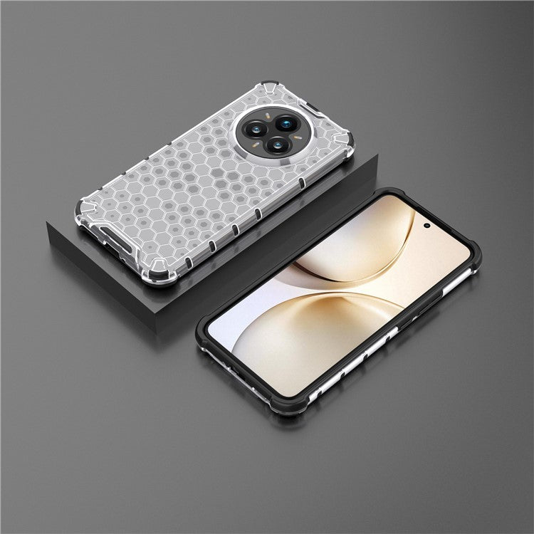 For Realme 14 Pro+ 5G Case PC + TPU Phone Cover Honeycomb Shape - Grey