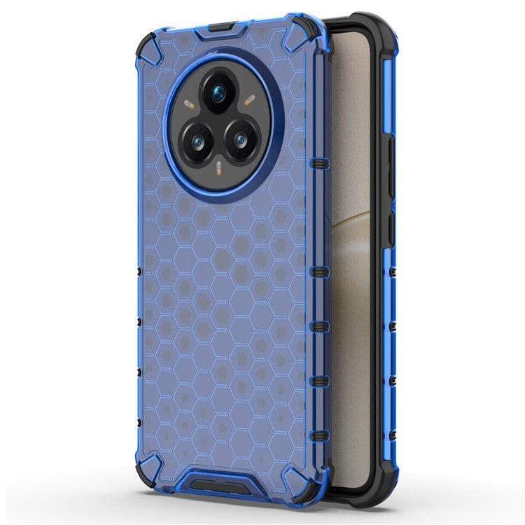 For Realme 14 Pro+ 5G Case PC + TPU Phone Cover Honeycomb Shape - Blue