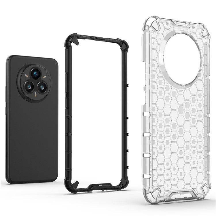 For Realme 14 Pro+ 5G Case PC + TPU Phone Cover Honeycomb Shape - Blue