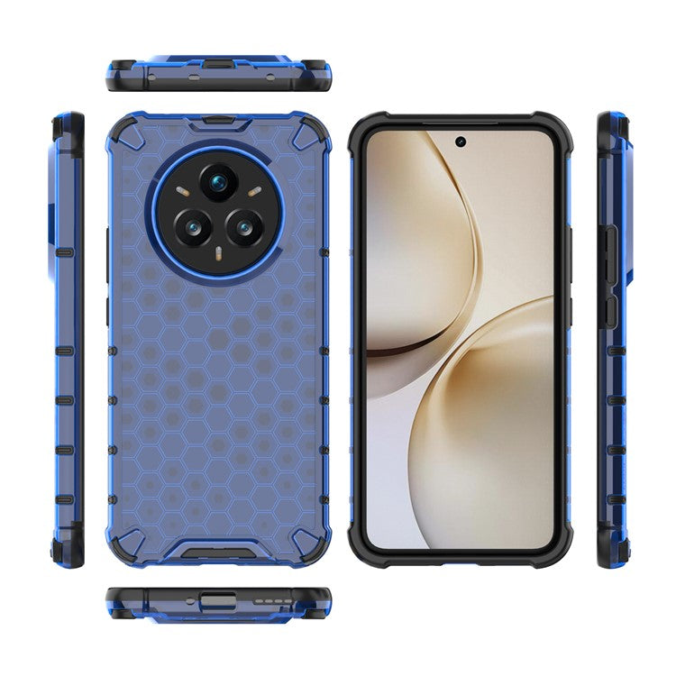 For Realme 14 Pro+ 5G Case PC + TPU Phone Cover Honeycomb Shape - Blue
