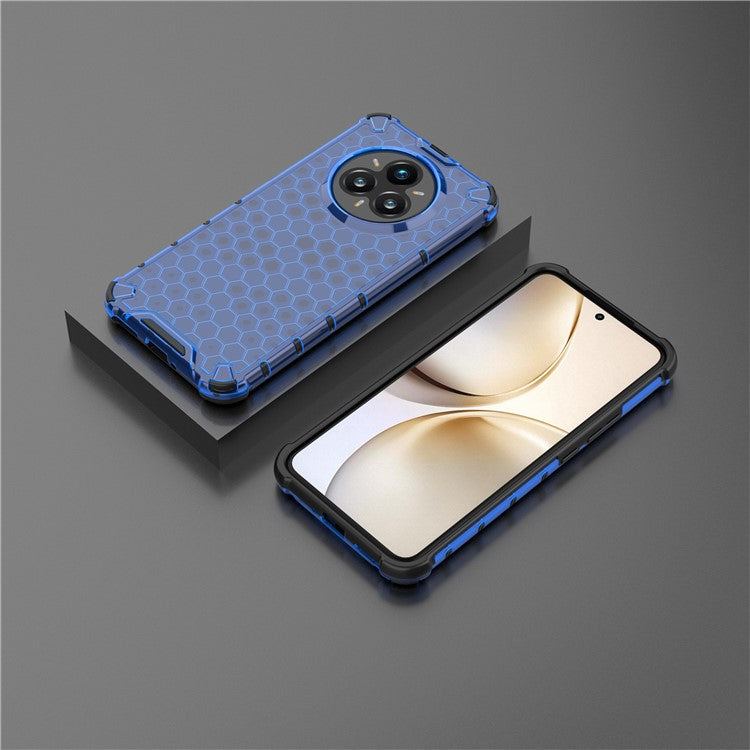 For Realme 14 Pro+ 5G Case PC + TPU Phone Cover Honeycomb Shape - Blue
