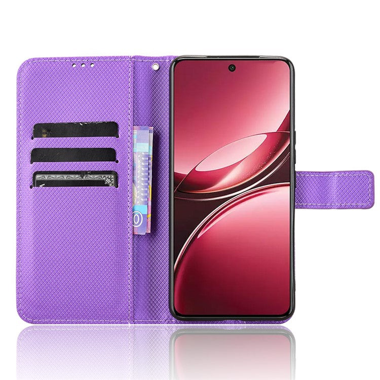 For vivo V50 5G Case PU Leather Diamond Texture Wallet Phone Cover - Purple