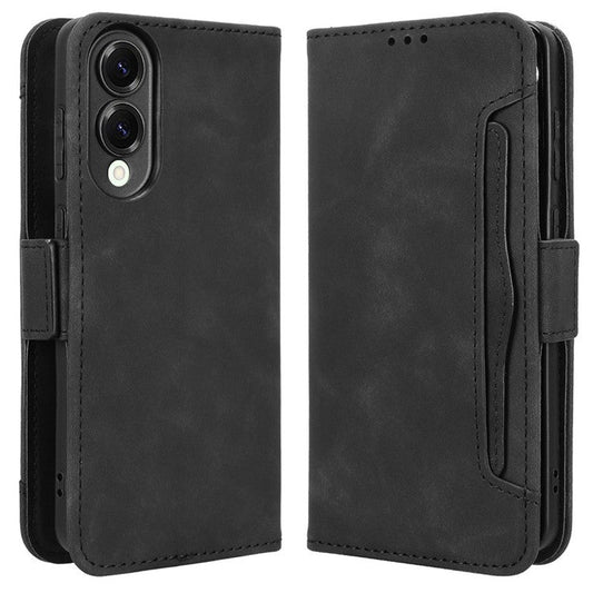 For Samsung Galaxy S25 Edge Case Wallet Leather Phone Cover with Multiple Card Slots - Black