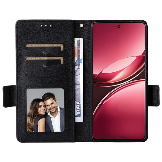 For vivo V50 5G Case Wallet Flip Litchi Texture PU Leather Phone Cover - Black