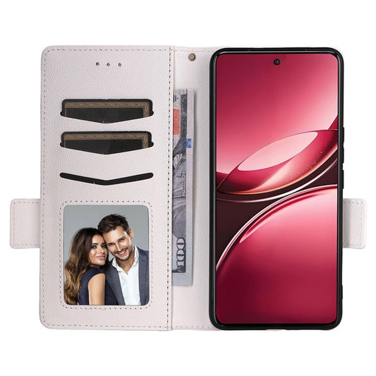 For vivo V50 5G Case Wallet Flip Litchi Texture PU Leather Phone Cover - White